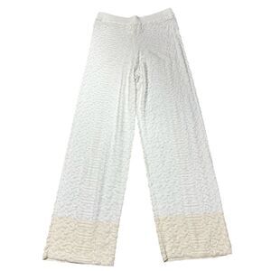 Lisa Todd Cotton Pant in White/Pale Yellow NWT Size Small